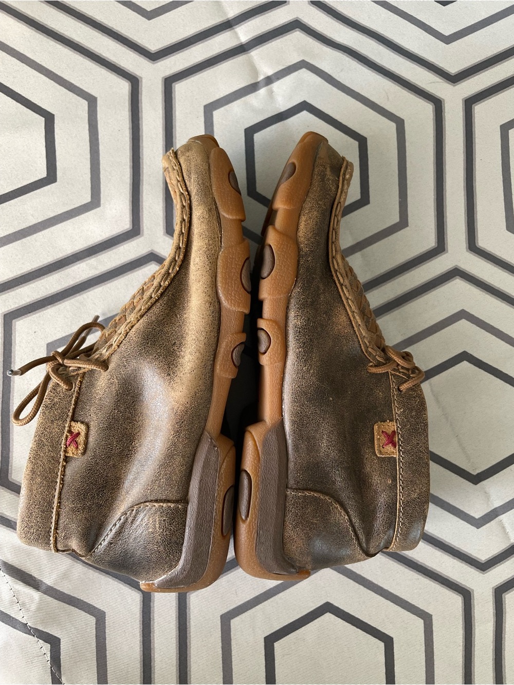 Twisted X | Youth Brown Chukka Basketweave Woven Leather Ankle Moccasins - Picture 6 of 9